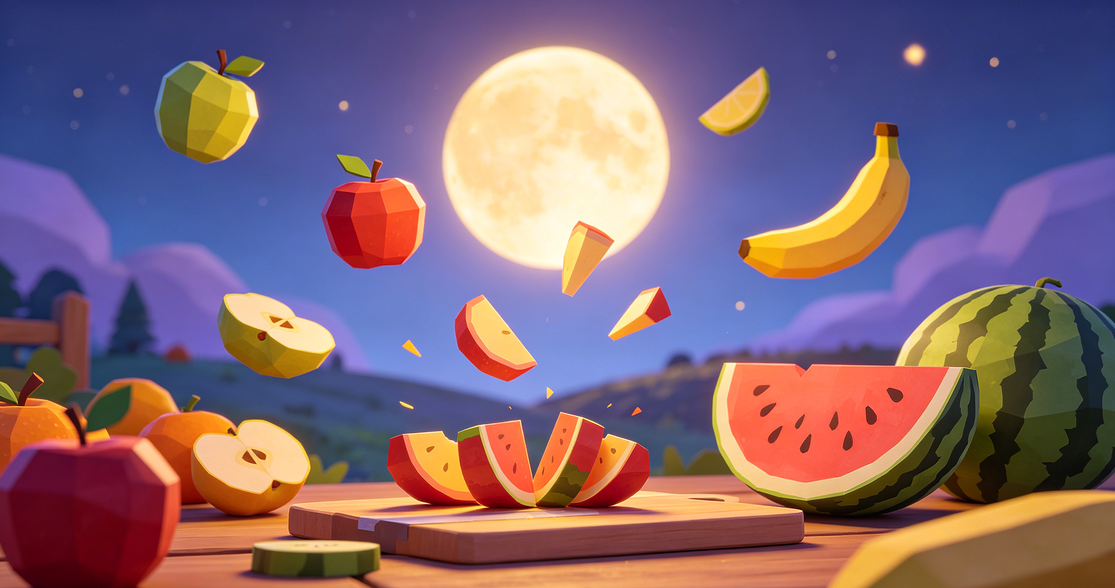 Fruit Gravity Cutter: Harvest Moon Glow Image 2